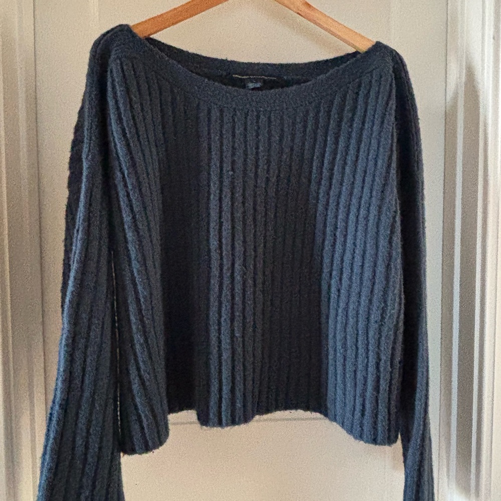 French Connection Women's Wool Blend Ribbed Boatneck Pullover Sweater, Size L